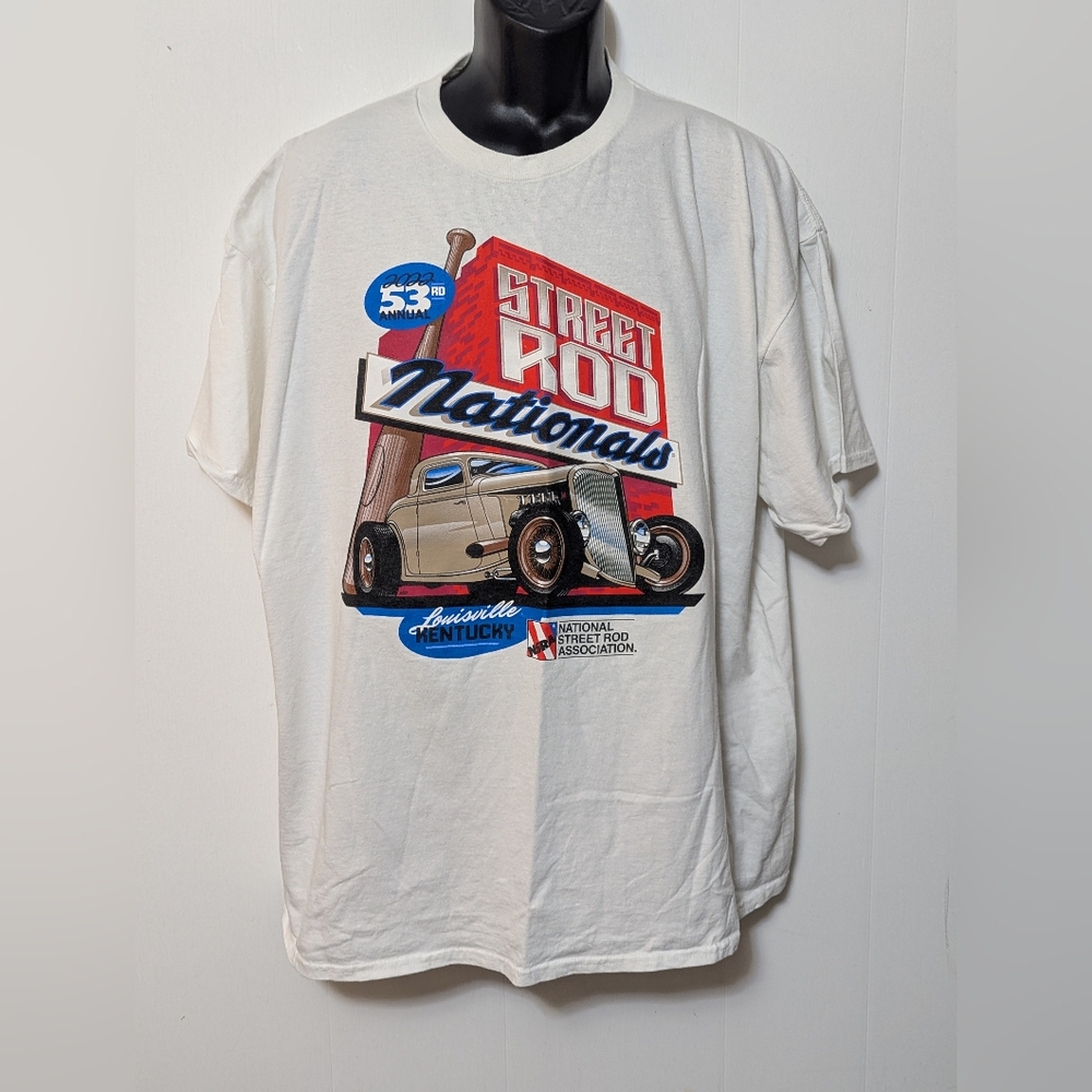 Men's 53rd Street Rod Nationals Moto Racing White T-Shirt Size 3XL